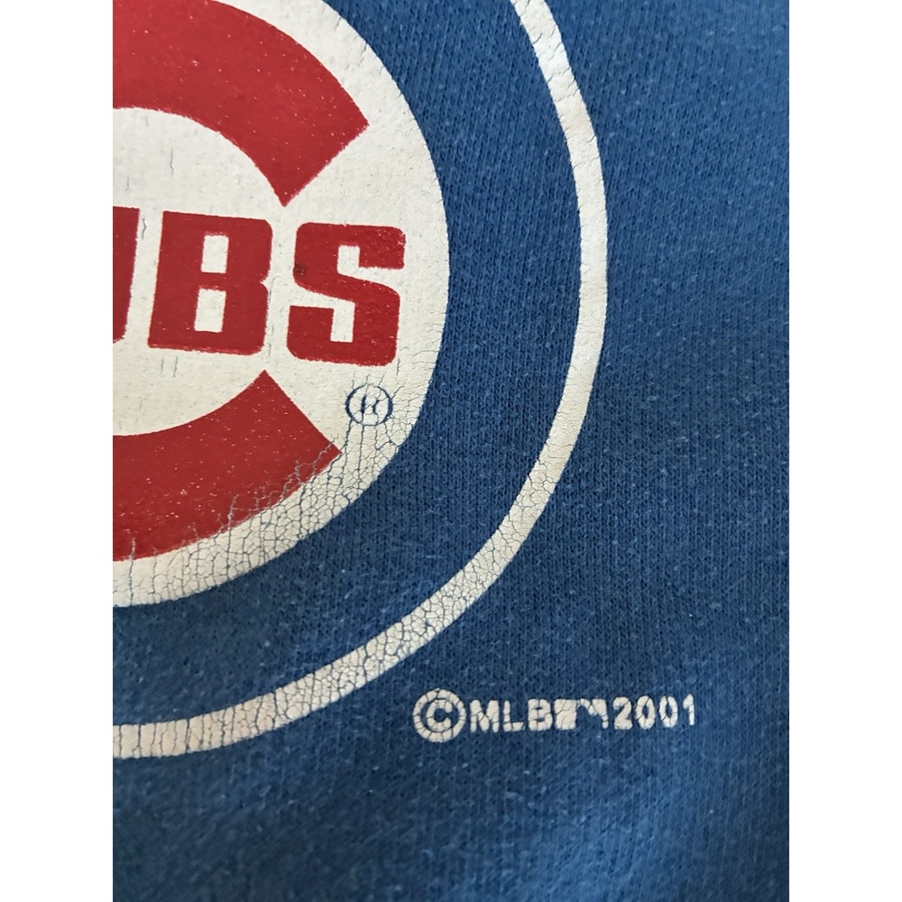 Chicago Cubs Hoodie Mens Medium Blue Pullover Sweatshirt Y2K 2001 - Picture 3 of 5